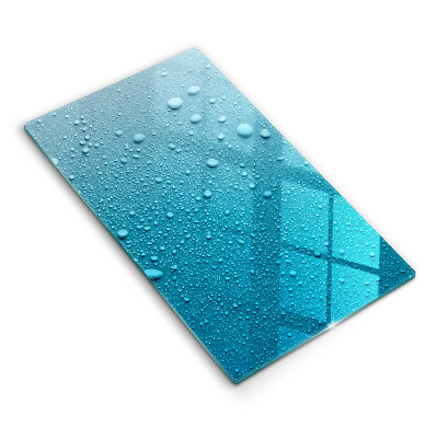 Sklenená doska na krájanie Kvapky vody na modrom skle