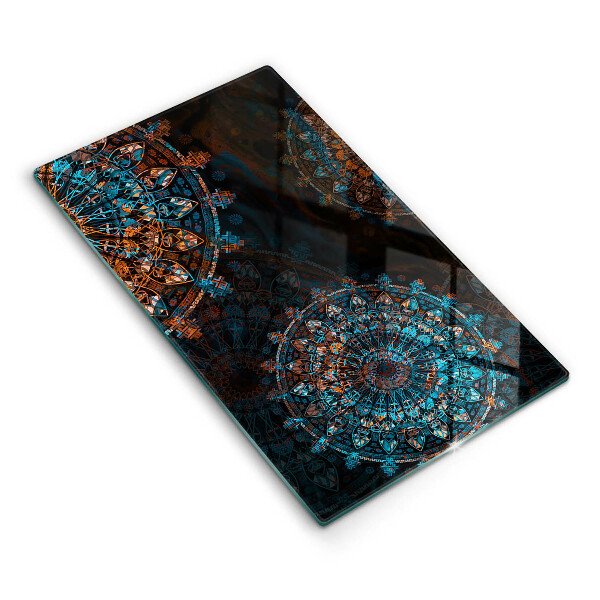 Sklenená doska na krájanie Mandala s geometrickými ornamentmi