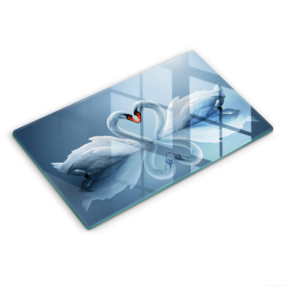 Sklenená doska na krájanie Labute v tvare srdca