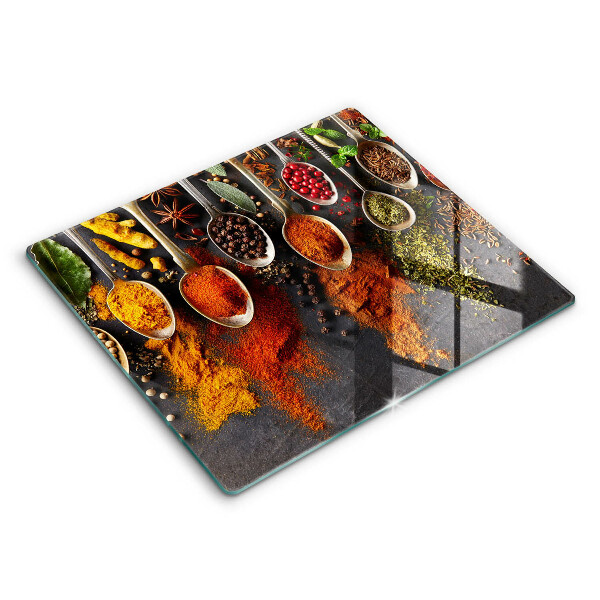 Sklenená doska na krájanie 60x52 cm Zmesi korenín na lyžiciach