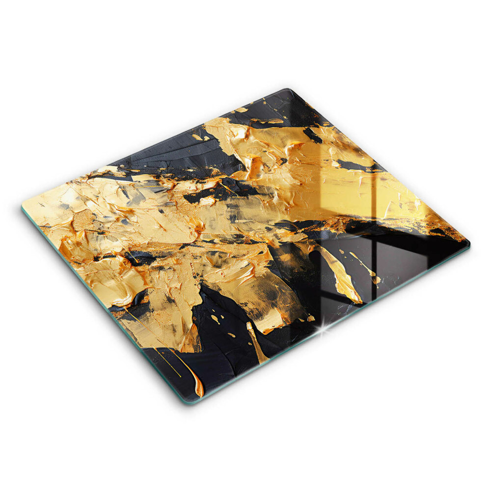 Sklenená doska na krájanie 60x52 cm Zlaté abstraktné ťahy na čiernej