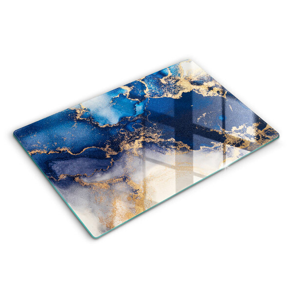 Doska na krájanie 80x52 cm Modré a zlaté abstraktné mramorovanie