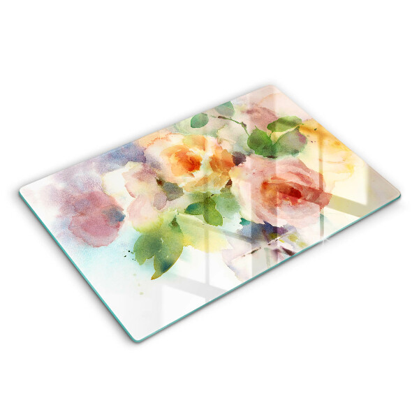 Doska na krájanie 80x52 cm Akvarelové kvety s jemnými listami