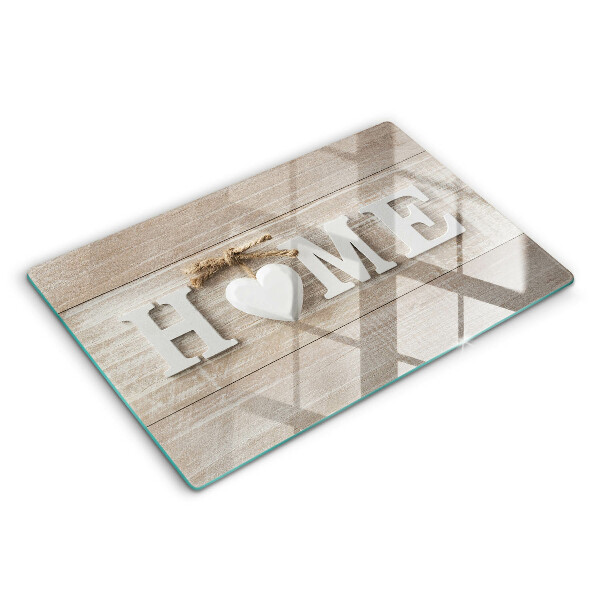 Doska na krájanie 80x52 cm Nápis HOME so srdcom
