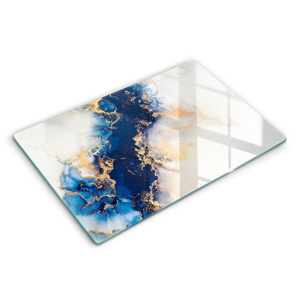 Doska na krájanie 80x52 cm Modro-zlatá mramorová abstrakcia