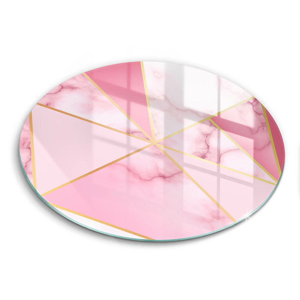 Doska na krájanie okrúhla Ružový mramorový geometrický dizajn