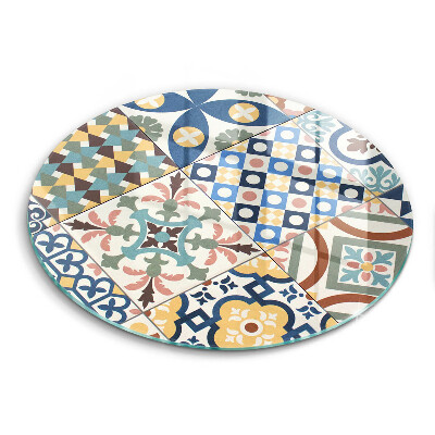 Doska na krájanie okrúhla Vintage patchwork kachličkový vzor