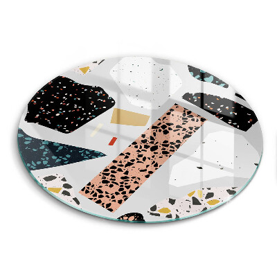 Doska na krájanie okrúhla Terazzo farebný geometrický vzor