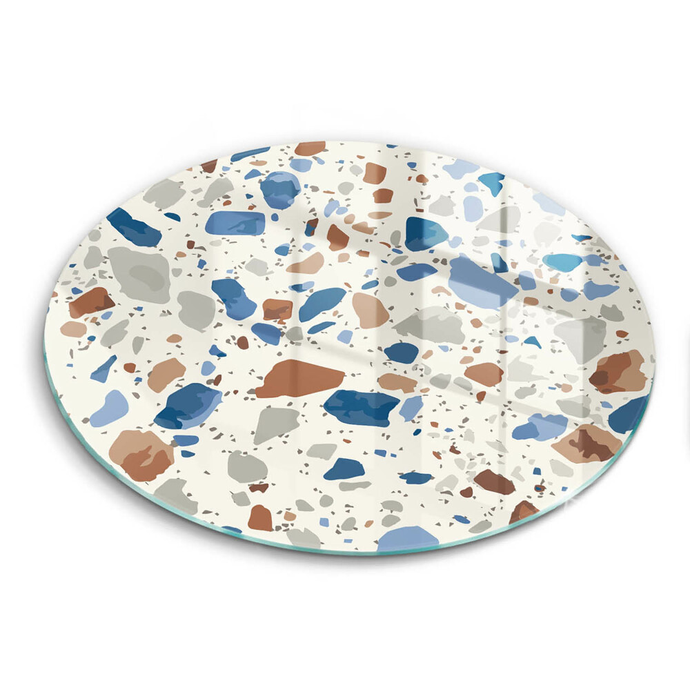 Sklenená doska na krájanie okrúhla Terrazzo s farebnými úlomkami