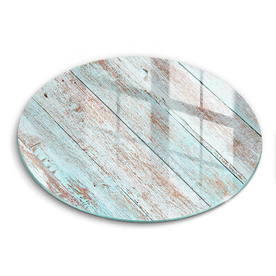 Doska na krájanie okrúhla Rustikálne tyrkysovo-biele drevené dosky