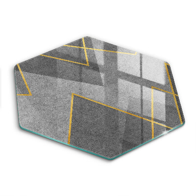 Sklenená doska na krájanie šesťhranná Geometrická elegancia so zlatými líniami