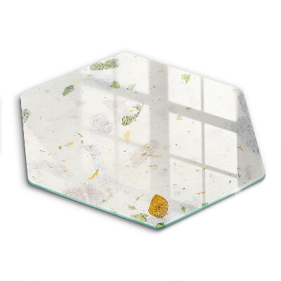 Sklenená doska na krájanie šesťhranná Prírodné listy na sklenenej doske 