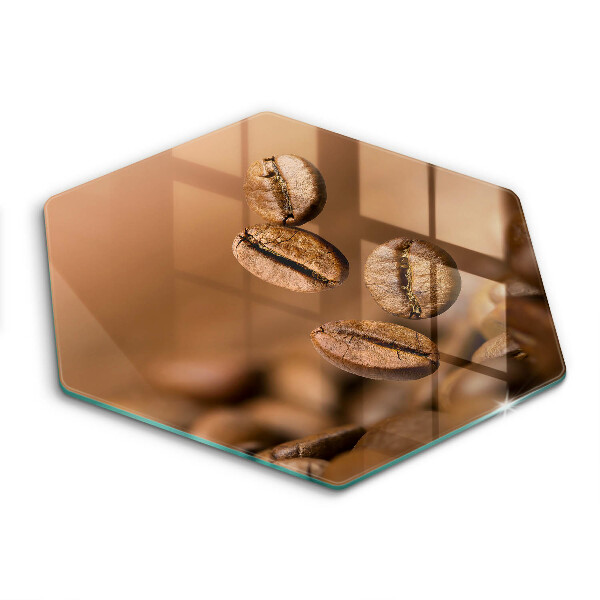 Sklenená doska na krájanie šesťhranná Kávové zrná 