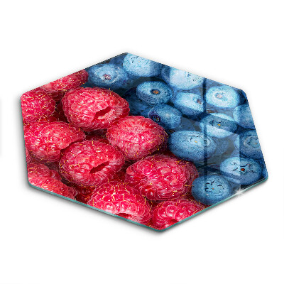 Sklenená doska na krájanie šesťhranná Malinovo-čučoriedková harmónia