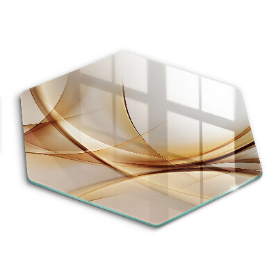 Sklenená doska na krájanie šesťhranná Abstraktné hnedé vlnité línie