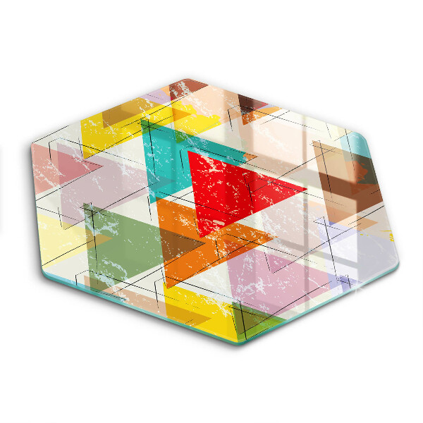 Doska na krájanie šesťhranná Farebné geometrické trojuholníky a tvary 