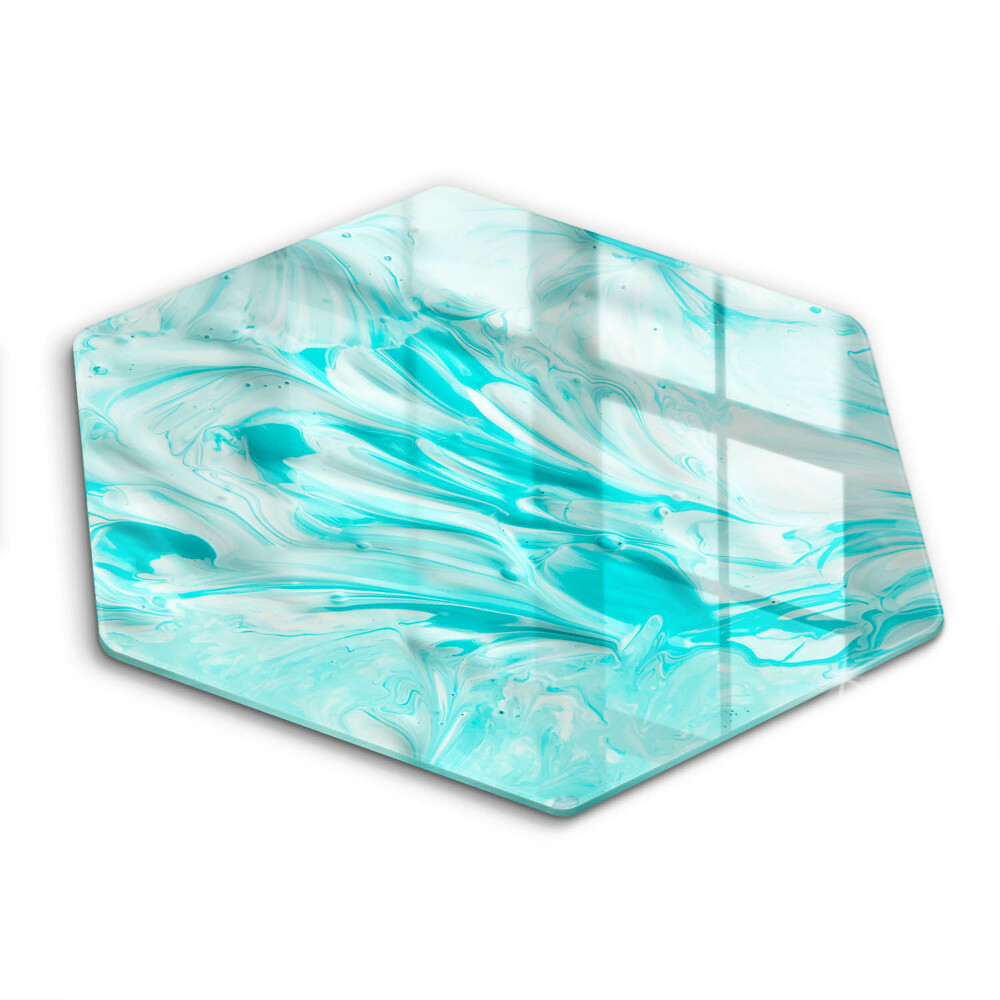 Sklenená doska na krájanie šesťhranná Vírivá tyrkysová abstrakcia 