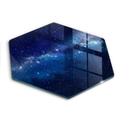 Sklenená doska na krájanie šesťhranná Galaktická nočná obloha