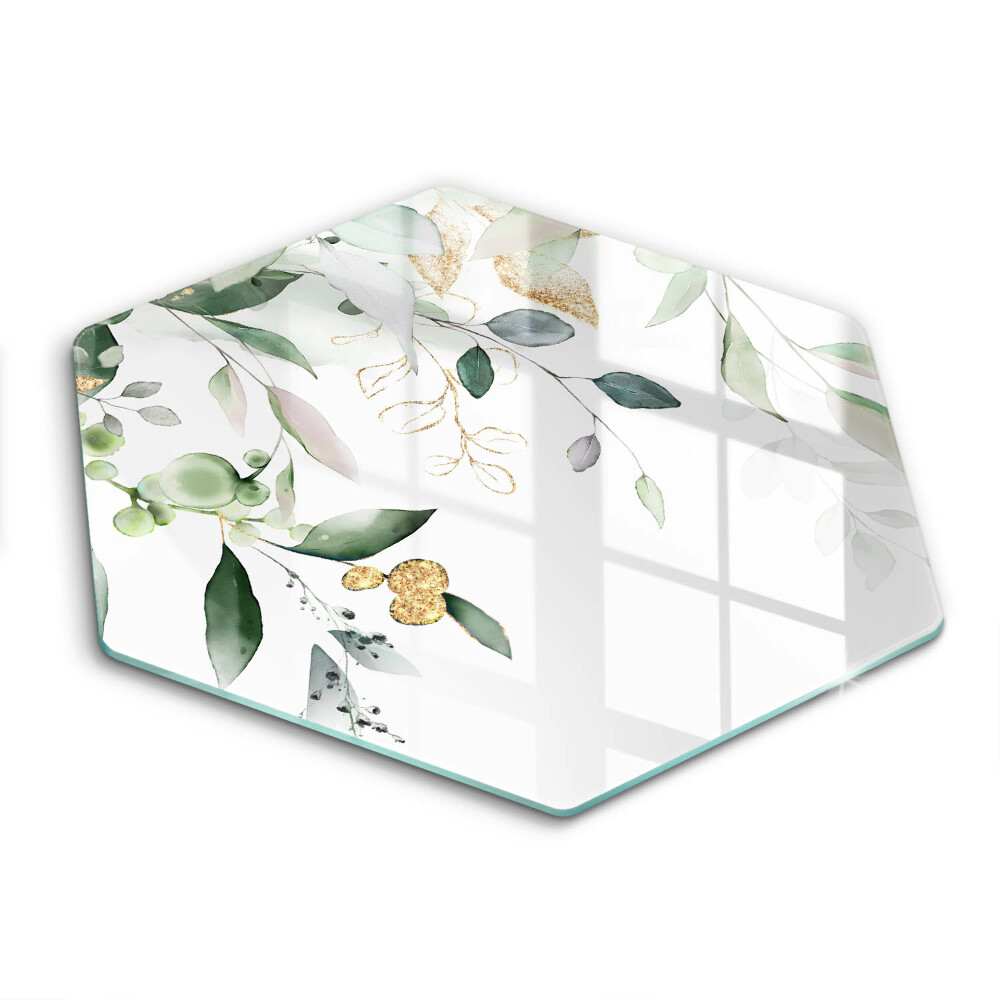 Sklenená doska na krájanie šesťhranná Zelená harmónia s jemným leskom 