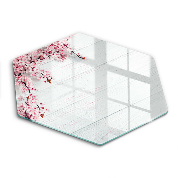 Doska na krájanie šesťhranná Sakura na bielom dreve