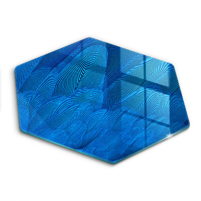 Sklenená doska na krájanie šesťhranná Modré vlnité línie