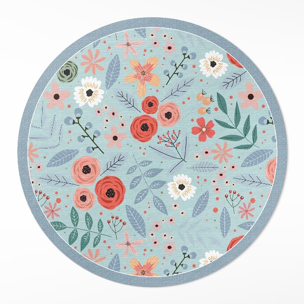 Okrúhly vinylový koberec Pastelové kvety ilustrácia