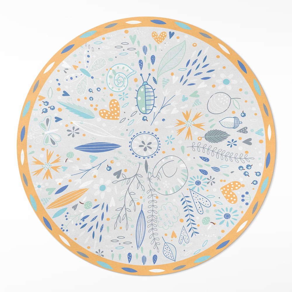 Okrúhly vinylový koberec Divoké kvety v pastelových farbách