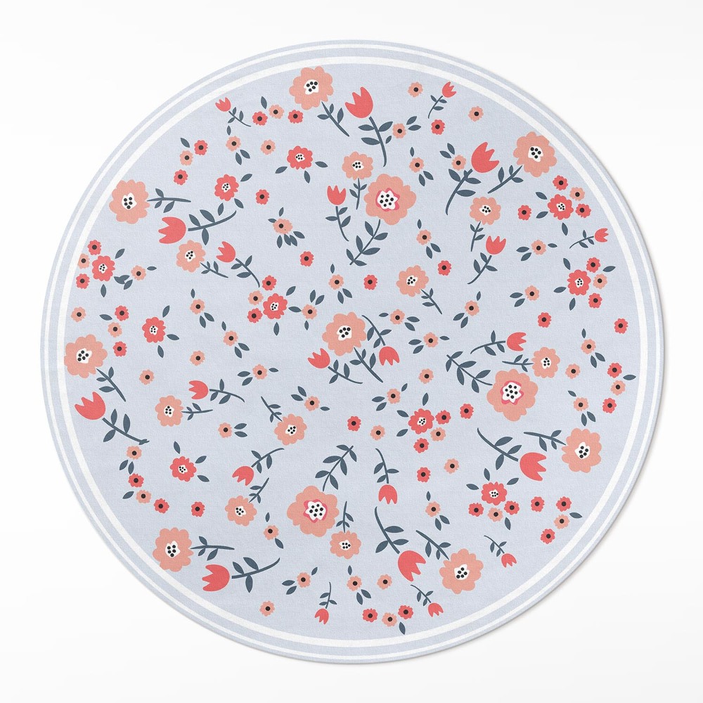 Okrúhly vinylový koberec Jemné kvety v pastelových farbách