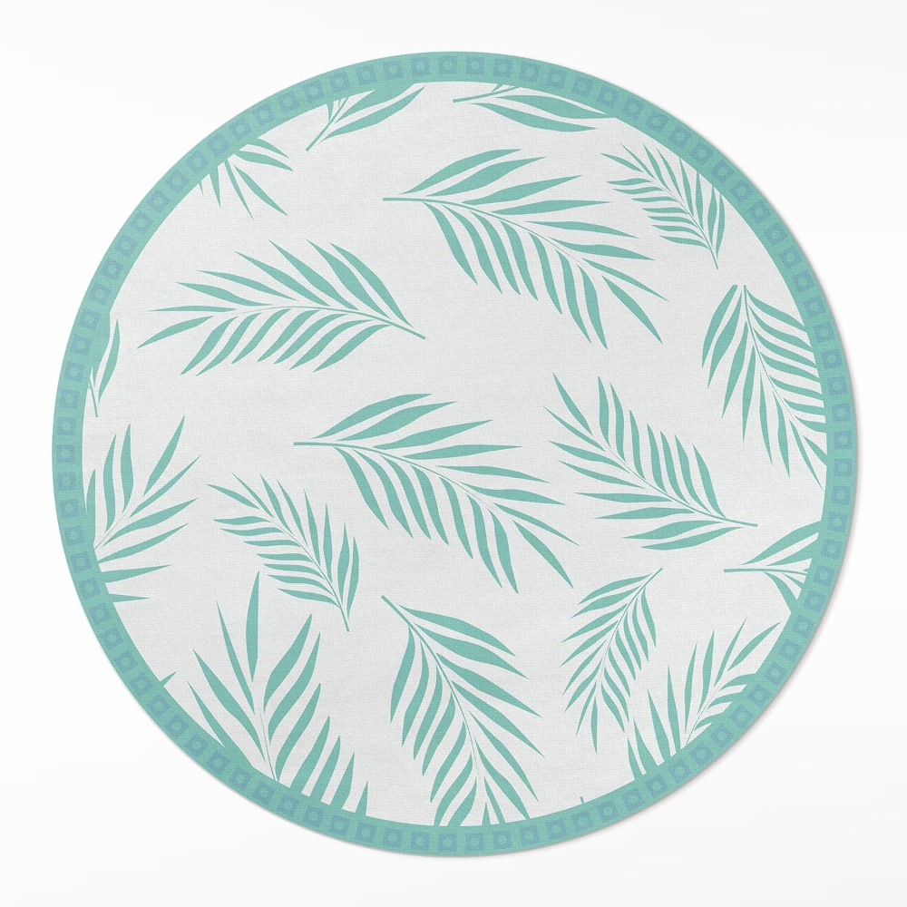 Okrúhly vinylový koberec Palmové vetvičky tropické listy