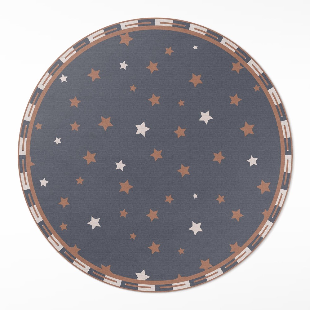 Okrúhly vinylový koberec Pastelové hviezdičky na tmavom pozadí