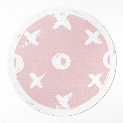 Okrúhly vinylový koberec Kruhy a krížiky na pastelovom pozadí