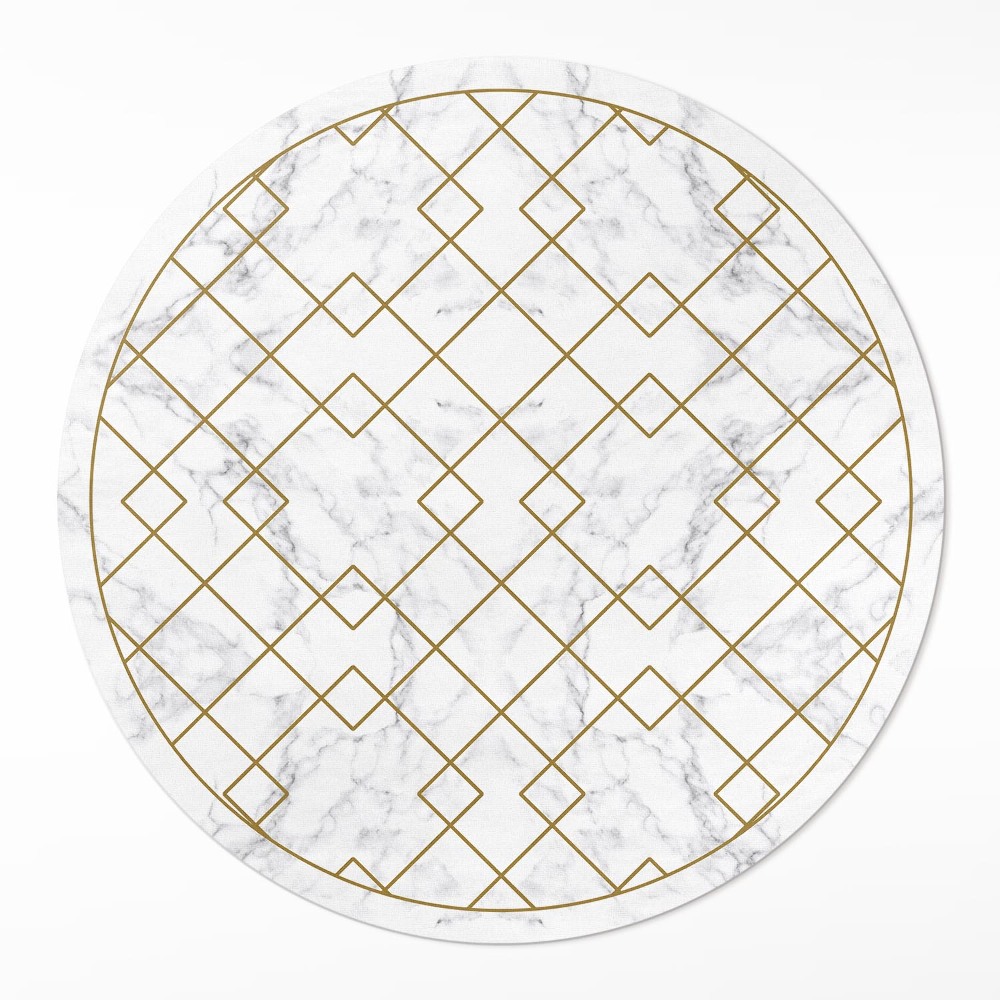 Okrúhly vinylový koberec Kosoštvorce na svetlom mramore