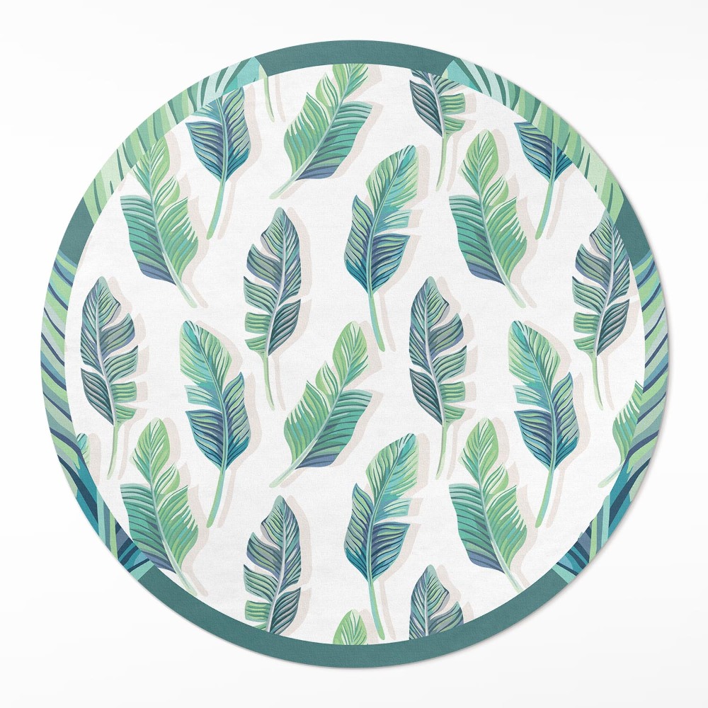 Okrúhly vinylový koberec Boho pierka v jemnom štýle