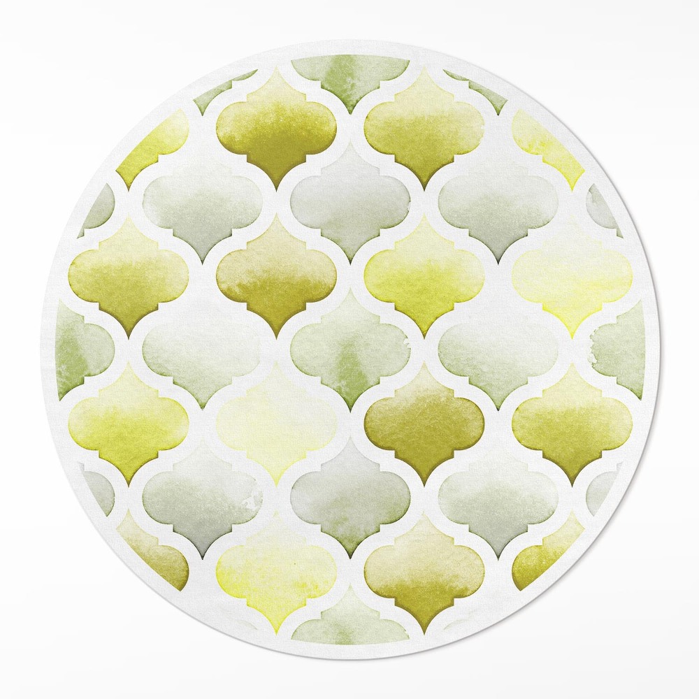 Okrúhly vinylový koberec Marocké citróny akvarelová mozaika