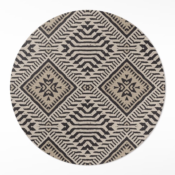 Okrúhly vinylový koberec Indiánsky dizajn boho ornamenty