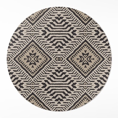 Okrúhly vinylový koberec Indiánsky dizajn boho ornamenty