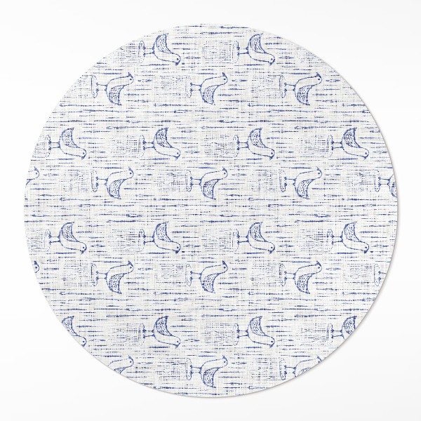 Okrúhly vinylový koberec Kreslené vtáky jemný pravidelný vzor boho