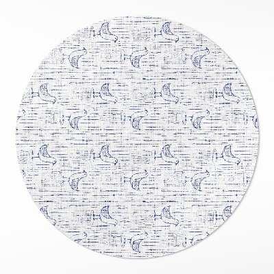 Okrúhly vinylový koberec Kreslené vtáky jemný pravidelný vzor boho