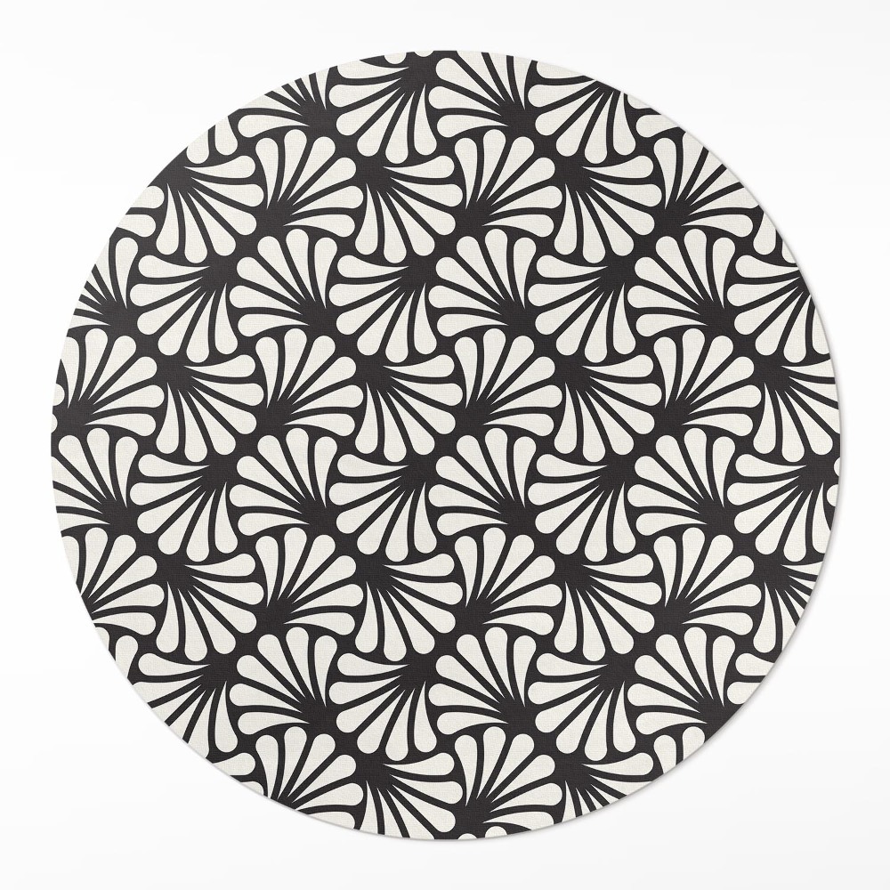 Okrúhly vinylový koberec Geometria listy ginka artdeco glamour