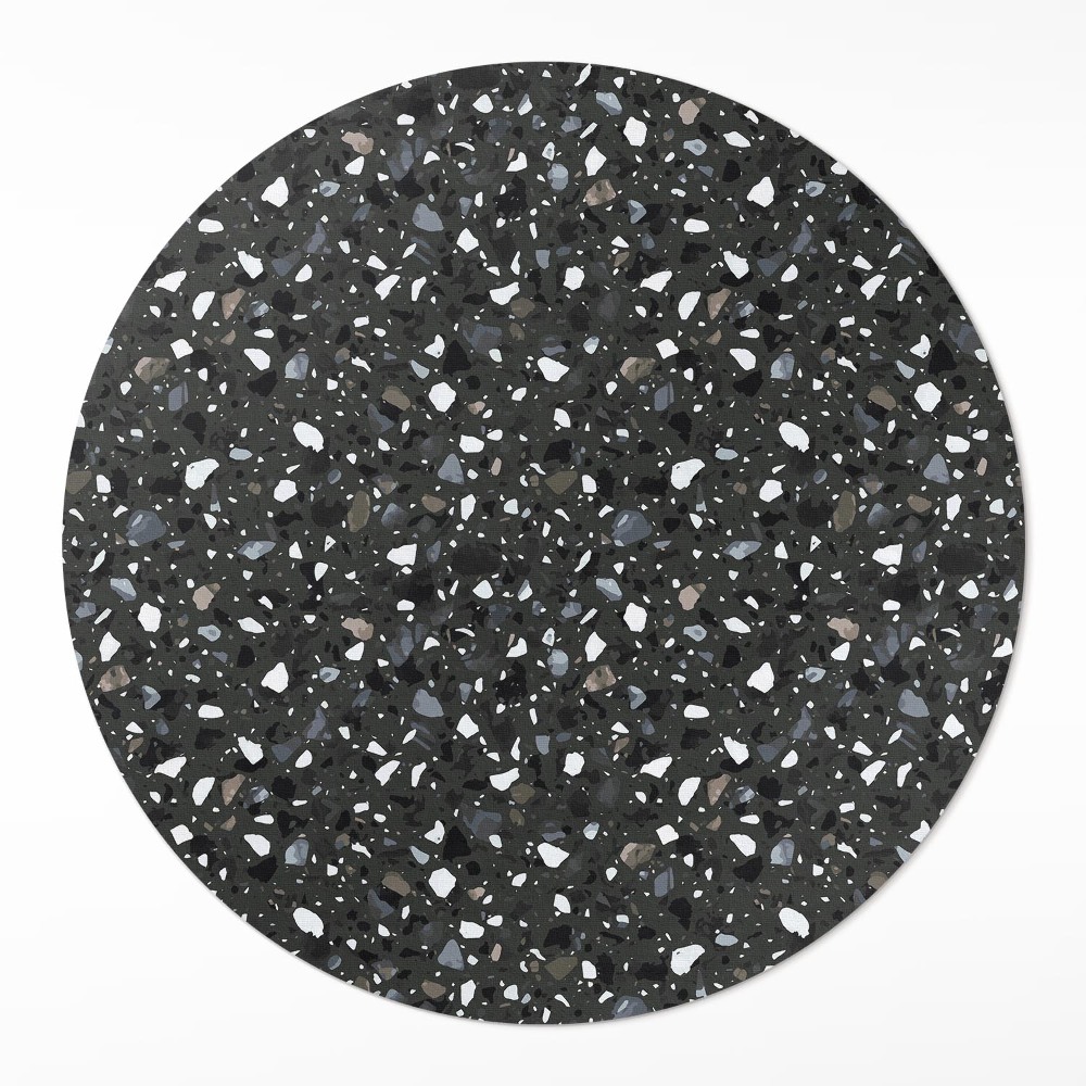 Okrúhly vinylový koberec Gres tmavý kameň ozdobný