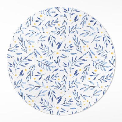 Okrúhly vinylový koberec Akvarelové vetvičky, lístky, bodky boho