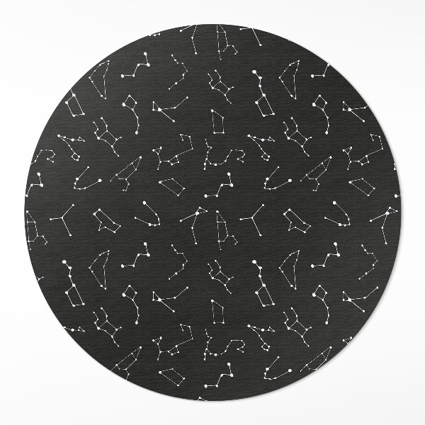 Okrúhly vinylový koberec Súhvezdia horoskop znamenia zverokruhu vesmír