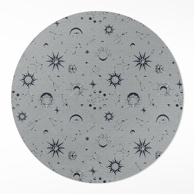 Okrúhly vinylový koberec Vesmír, mesiace, slnko, hviezdy vintage