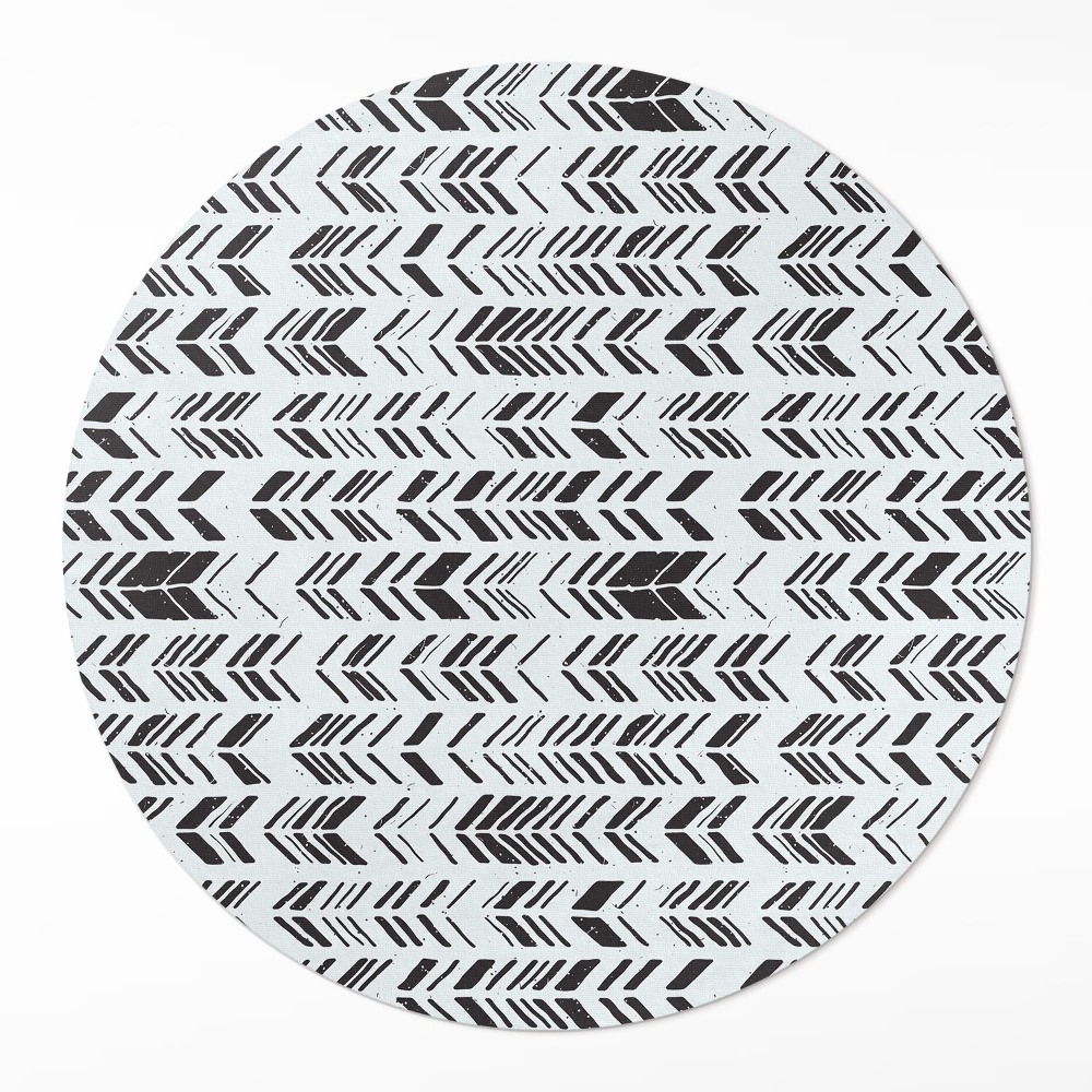 Okrúhly vinylový koberec Indiánsky dizajn perá a šípky boho