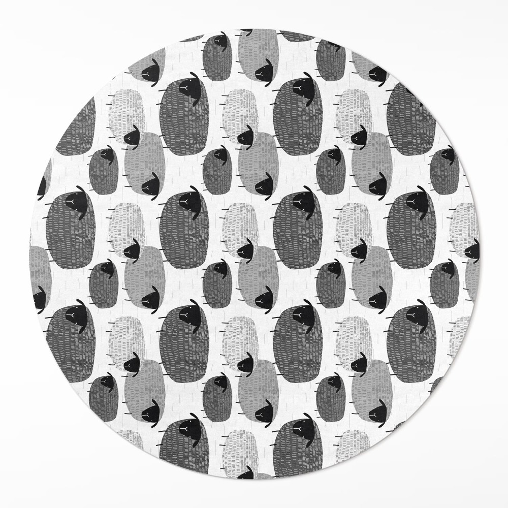 Okrúhly vinylový koberec Maľované ovce pravidelný vzor
