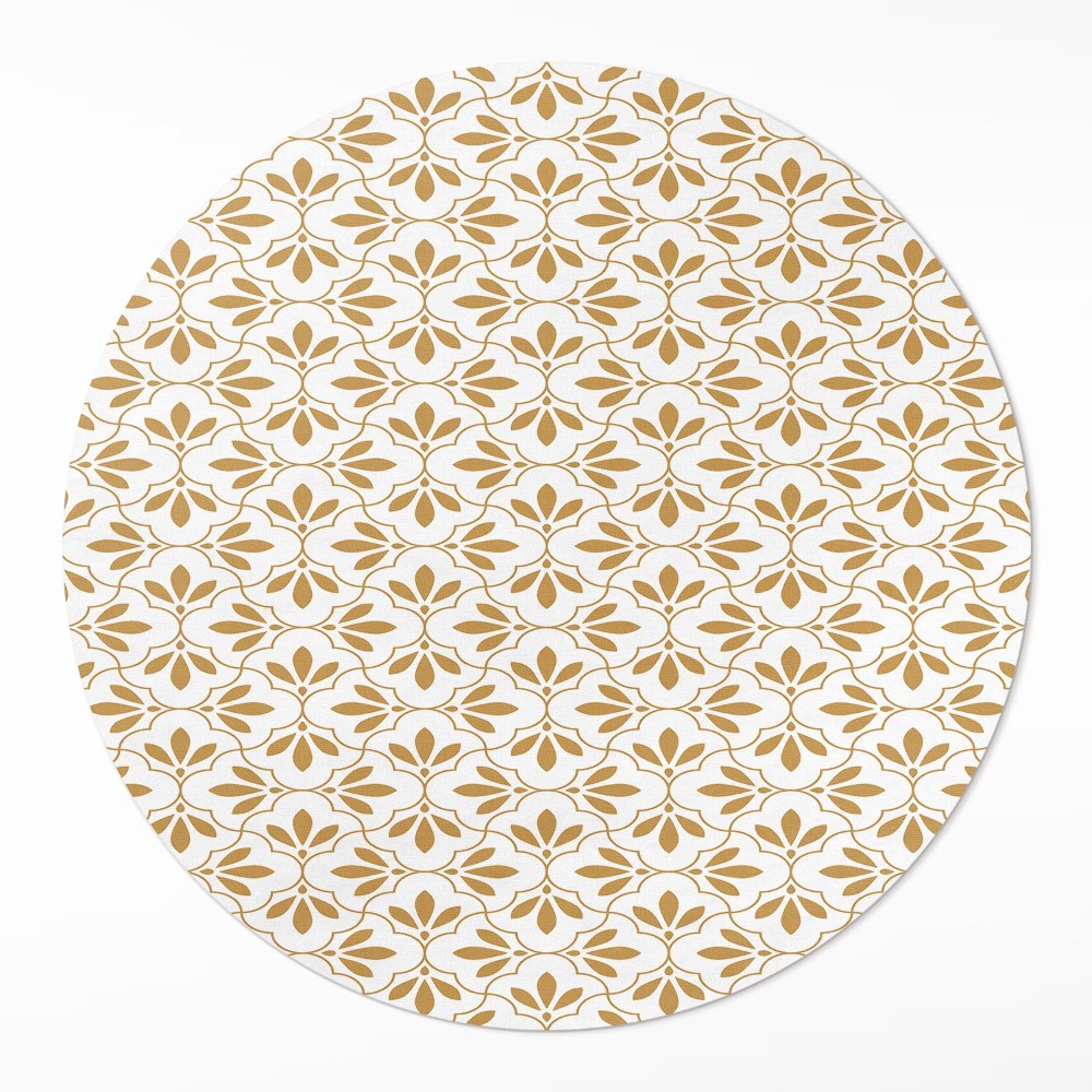 Okrúhly vinylový koberec Dekoratívne lístky pravidelný vzor