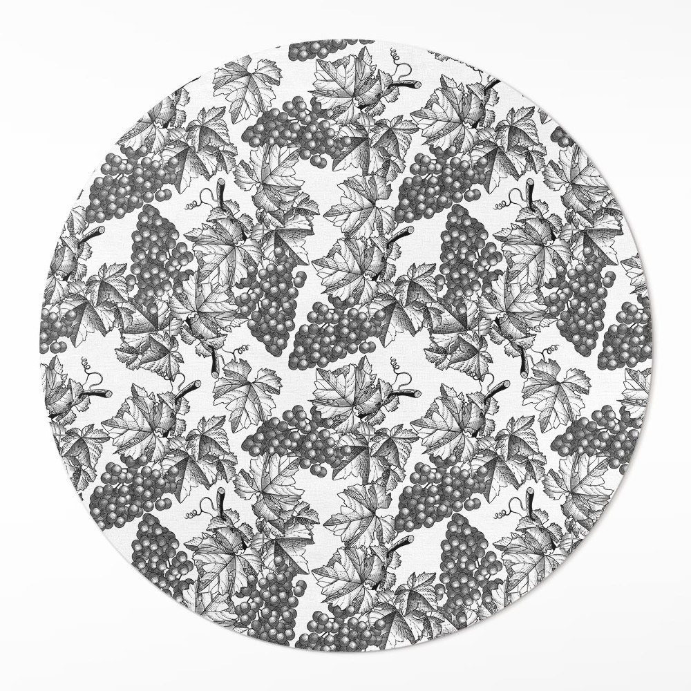 Okrúhly vinylový koberec Vinič skica vo vintage štýle