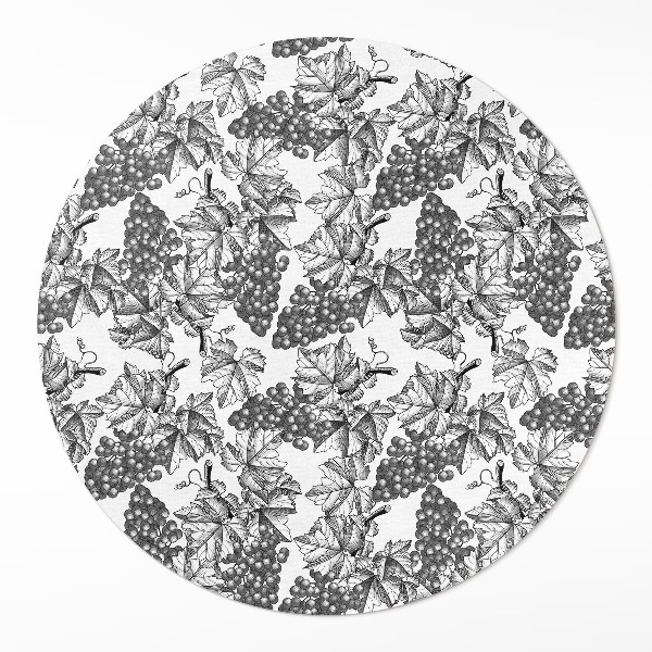 Okrúhly vinylový koberec Vinič skica vo vintage štýle