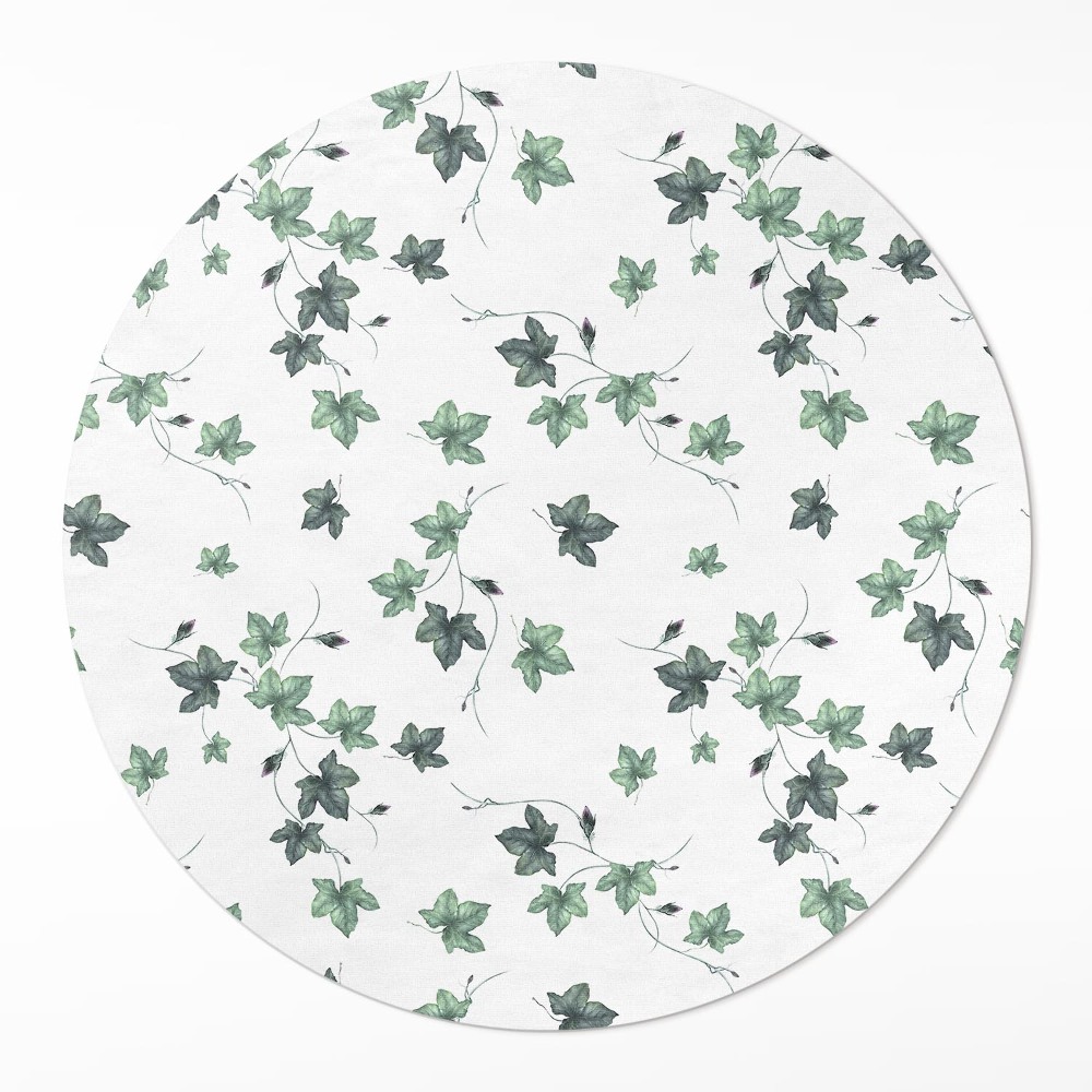 Okrúhly vinylový koberec Malé lístky rastlinné motívy