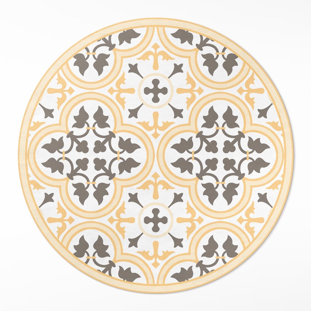 Okrúhly vinylový koberec Portugalské dlaždice v letnom štýle